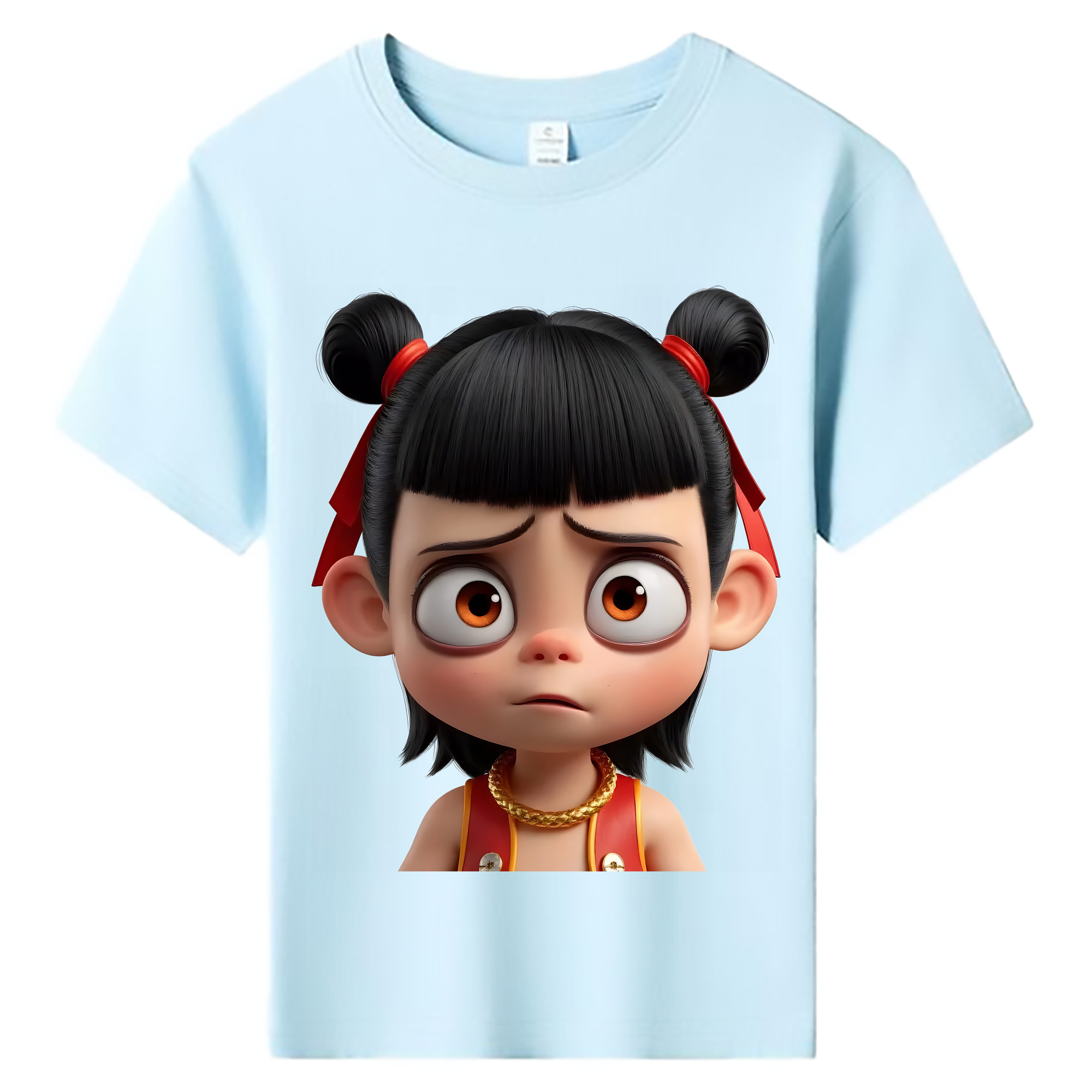 （画像用） Ne Zha 2 ナタ 魔童の大暴れ 綿100％キッズTシャツ（フロントプリント）